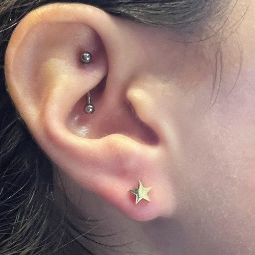 Aros Abridor Estrella Tope, Chapado Oro 18k, Niñita