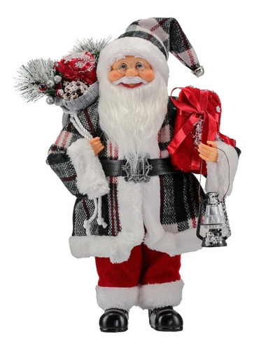 Papai Noel Saco Presente E Lanterna 41cm Enfeite Magizi Não Tem