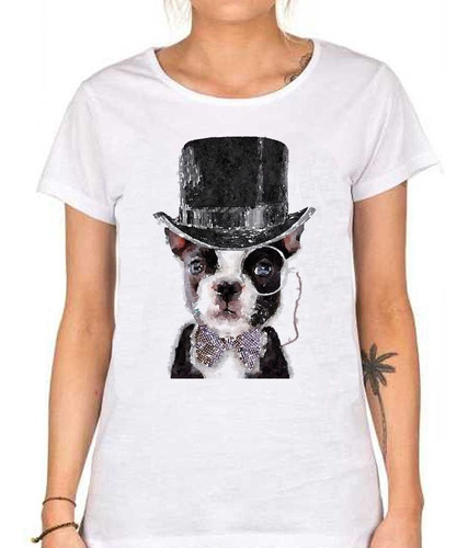 Remera De Mujer Perro Ellegante Con Galera