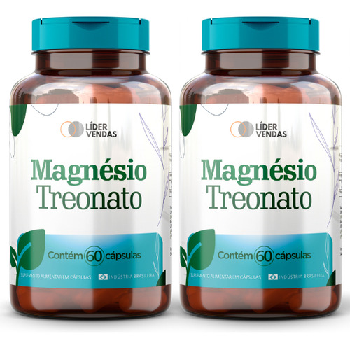 Magnésio Treonato - 60 Cáps 420mg Kit Com 2 Potes