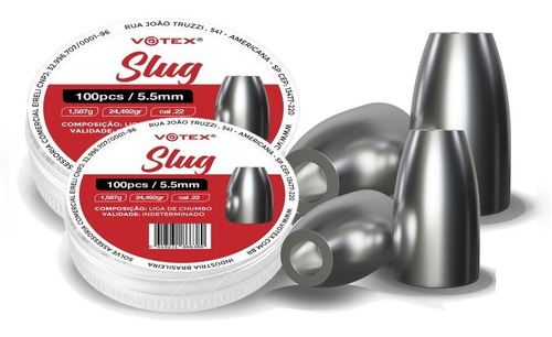 2 Chumbinhos Slug 5.5mm 1,587g 200 Unidades - Votex