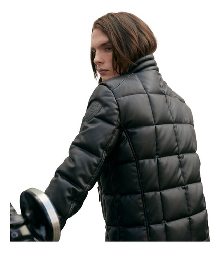 Chamarra Negro Tacto Piel Hard Soda Bl27 Moto Hombre