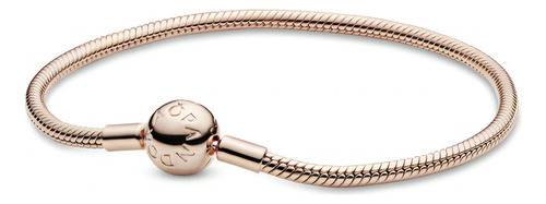 Brazalete Con Broche Pandora Cubierto En Oro Rosa De 14k Talla 16 cm