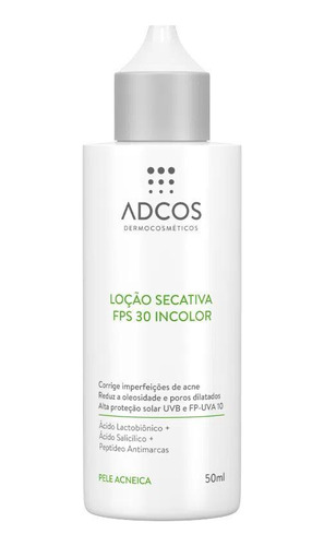 Loção Secativa Incolor Fps 30 - Pele Acneica 50 Ml Adcos