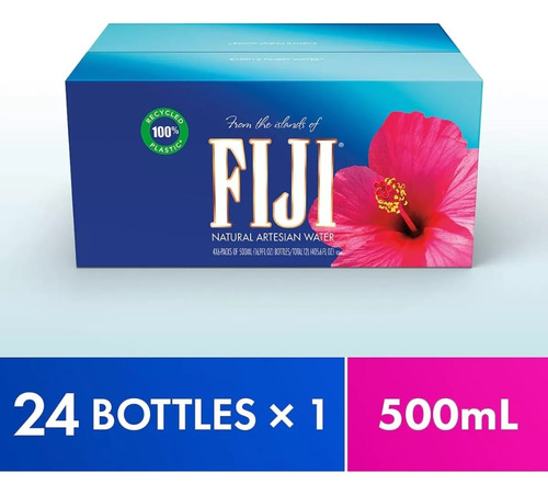 Agua Natural Fiji 24 Botellas De 500 Ml Agua Artesanal