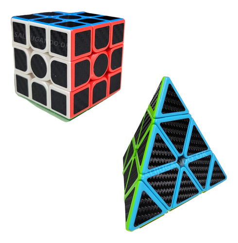 Cubo Rubik Combo 3x3 + Piramide Carbon Fibre Qiyi Magico 