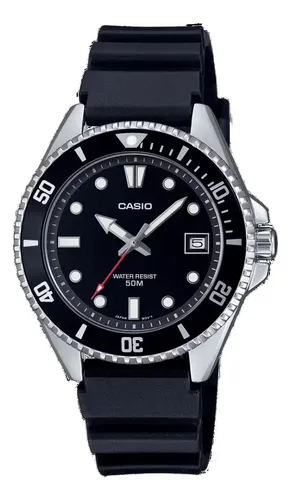 comprar Reloj Casio Duro de 38 mm para hombre MDV-10-1A1VDF, correa negra, bisel negro, fondo negro