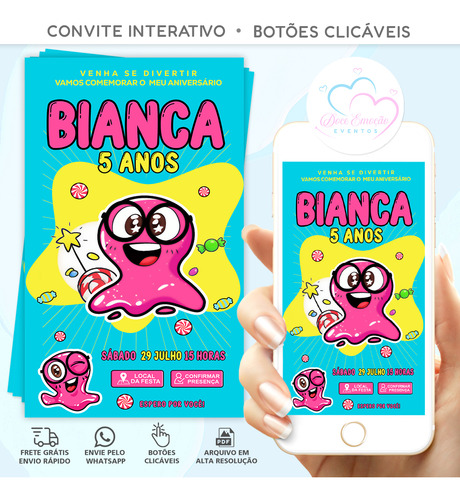 Convite Interativo Slime Sam Sapeca