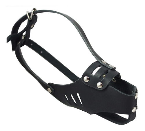 Piel Autentica Jaula Basket Secure Dog Muzzle # 119 Negro 