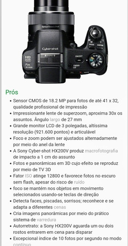 Câmera Sony Dsc-hx200v.