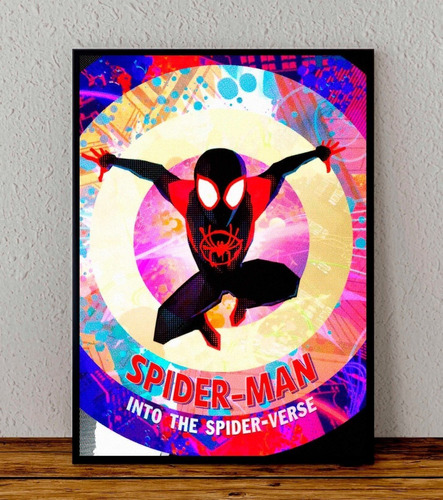 Cuadro 33x48 Poster Enmarcado Spiderman Spiderverse Miles