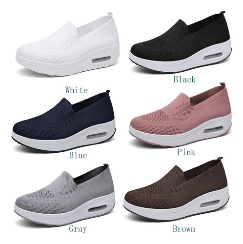 Zapatillas De Malla Con Plataforma Elástica, Zapatos Ortopéd