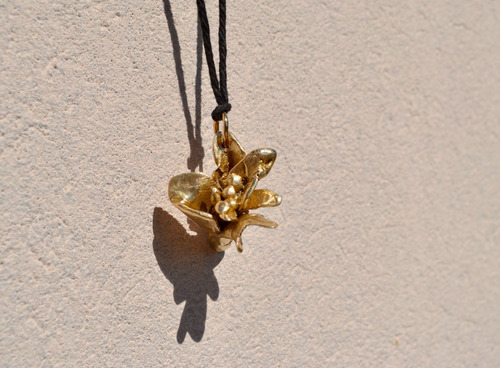 Imagen 3 de 6 de Collar Flor, Bronce, Modelado A Mano, Regalo Joyeria, Cod1