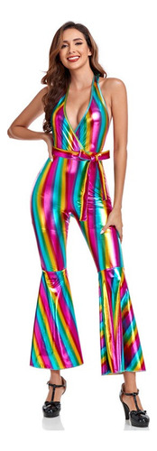 1970s Neon Party Retro Disco Hip Hop Band Mujeres Trajes De Escenario