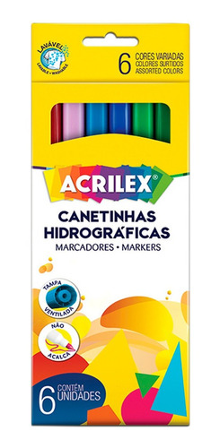 Marcadores Escolares Acrilex X 6 Colores