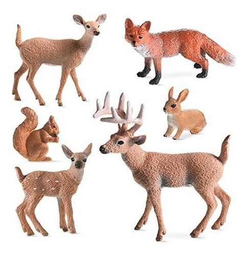 6 Piezas Figuras De Animales Del Bosque Figuras De Cria...