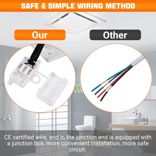 Bathroom Exhaust Fan With Led Light Feiton Square 30w 110cfm
