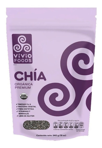 Imagen 1 de 6 de Chia Organica Premium - Vivio Foods Vegana - Fralugio