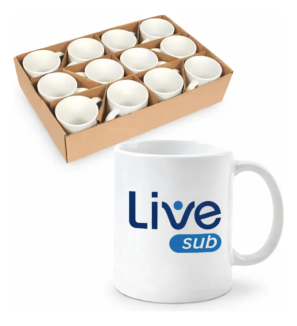 12 Und - Caneca Para Sublimação Super Branca 325ml Live Aaa Cor Branco