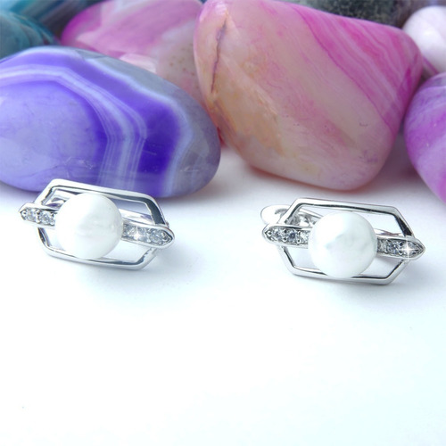 Pendientes Oro Blanco 18k Boda Joyería De Moda Romántica