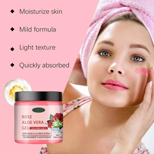 Gel De Aloe Vera Rosa Para El Rostro, Hidratación Profunda