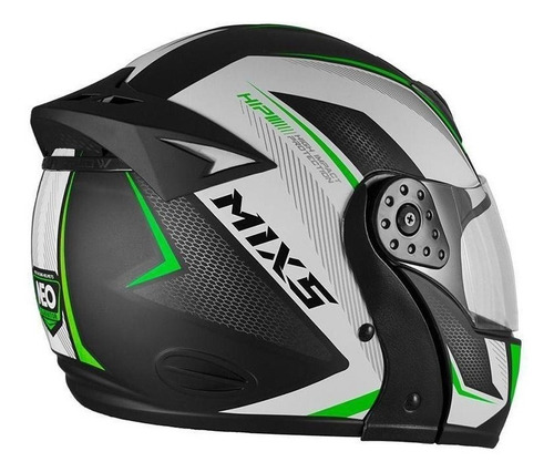 Imagem 4 de 4 de Capacete para moto escamoteável Mixs Gladiator verde neo fosco tamanho 56