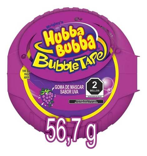 5 Pza Goma De Mascar Hubba Bubba Sabor Uva 56.7 G