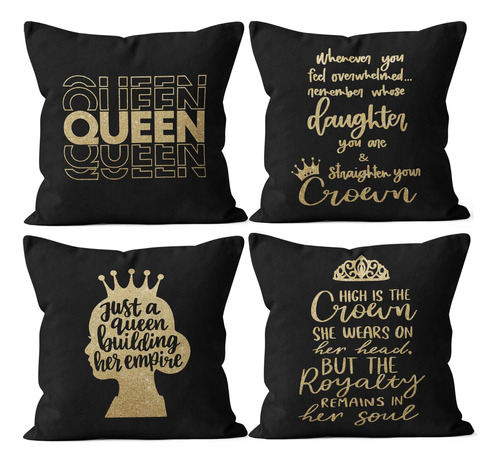 M-qizi Fundas De Almohada Negras Queen, Regalos Para Hija, R