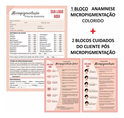 Ficha de Anamnese Micropigmentação + Cuidados