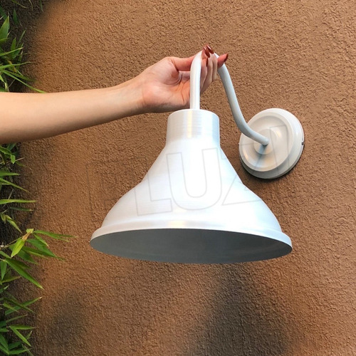 Aplique Galponera Embudo 1 Luz Chapa Industrial Hierro Blanc