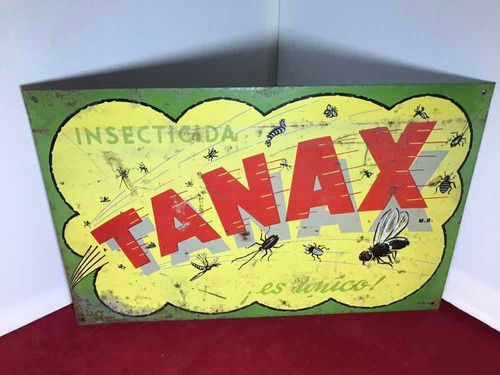 Letrero De Lata Antiguo insecticida Tanax