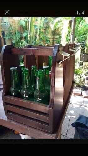 Caja Porta Cerveza De Madera Con Destapador.