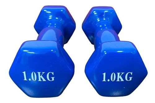 Imagen 2 de 5 de Set X 2 Mancuernas Encauchetadas Vinilo 1 Kg / 2 Lb