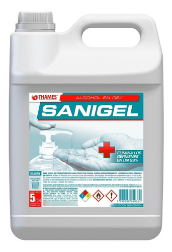 Sanigel Sanitizante De Manos Alc 70% Antibacterial 5 Litros 