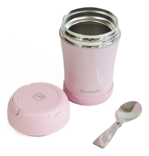 Termo Comida 400ml Rosado Cuchara Acero Inox Simplit