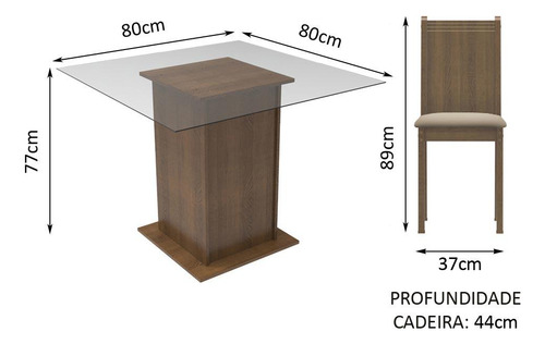 Juego De Comedor Con Mesa Y 4 Sillas Madesa Magda Msc