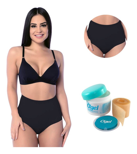 Kit Fita Cicatrizante 60x3 Calcinha Modeladora Cintura Alta