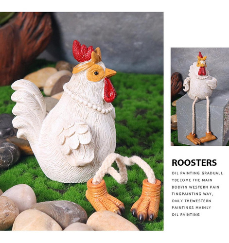 2 Piezas Estatuas De Pollo Decorativas Figuras De Pavo