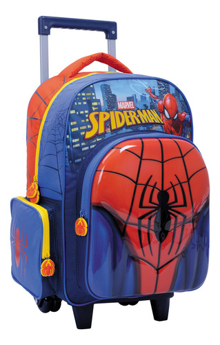 Spiderman Mochila Escolar Carro 16 PuLG Comic Marvel Edu Color Azul y rojo 38227