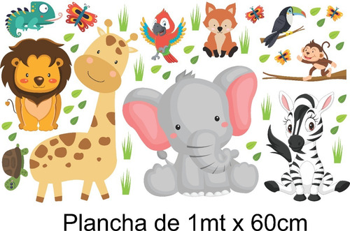 Imagen 2 de 3 de Vinilo Infantil Animales De La Selva Plancha 1mt X 60cm
