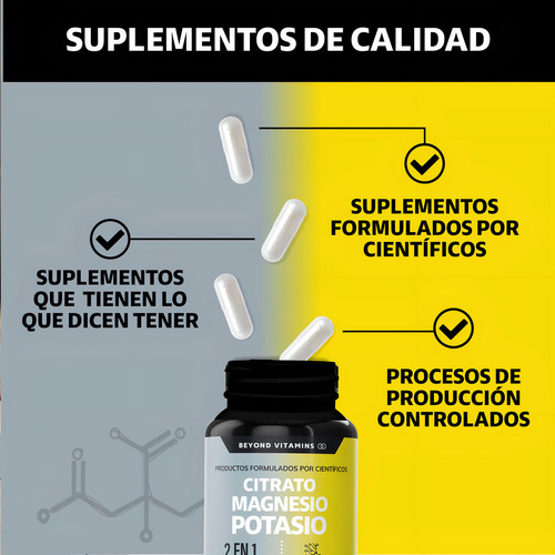 Magnésio e citrato de potássio 1500 mg com banana em pó, açafrão e arroz | Sem enchimentos | Citrato de magnésio e citrato de potássio - 180 cápsulas