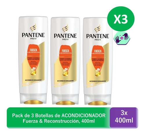 Acondicionador Pantene Pro-v Fuerza & Reconst 400ml Pack X3