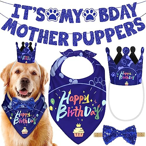 Conjunto De Sombreros Y Bandana De Cumpleaños Para Perro, Su