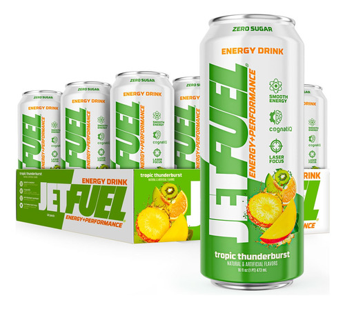 GAT JETFUEL RTD ENERGY DRINK 12 PACK 473ML SABOR PONCHE TROPICAL