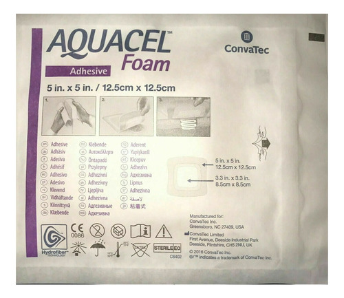 Aquacel Foam Adhesive 12.5x12.5cm, Pack 5 Parches