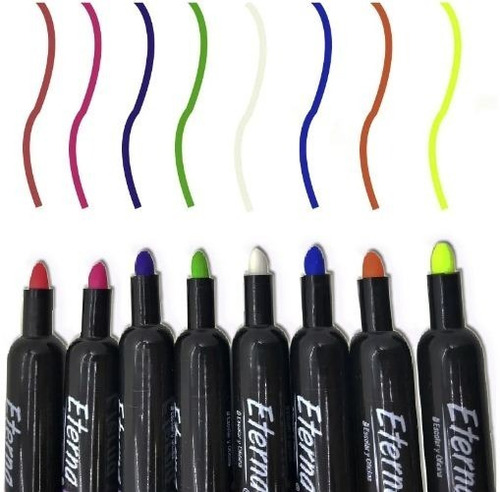 Marcador De Vinilo Eterna Colores Neón X 8 Plumones Surtidos