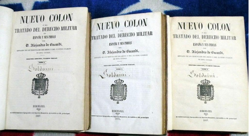 Nuevo Colon Tratado Derecho Militar España 1857 3 Tomos