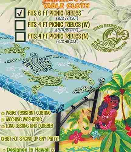 Tortuga Tropical Mantel De Picnic (equipado 6 Pies Picni X13