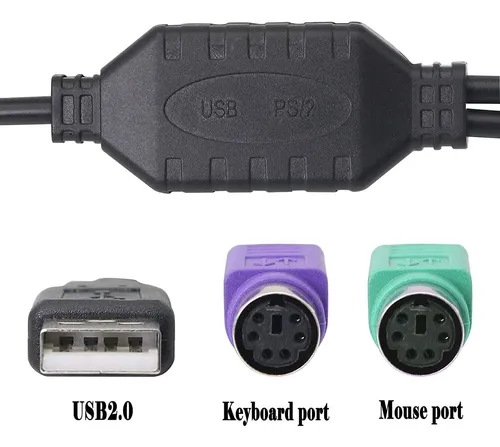 Cable Usb A Dual Ps2 Para Mouse Y Teclado Negro