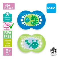 Comprar 2 Chupones Para Bebés Monster 6+ Con Caja Esterilizadora Mam